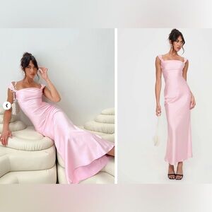 AZURA OFF THE SHOULDER MAXI DRESS PINK Princess Polly Brand New